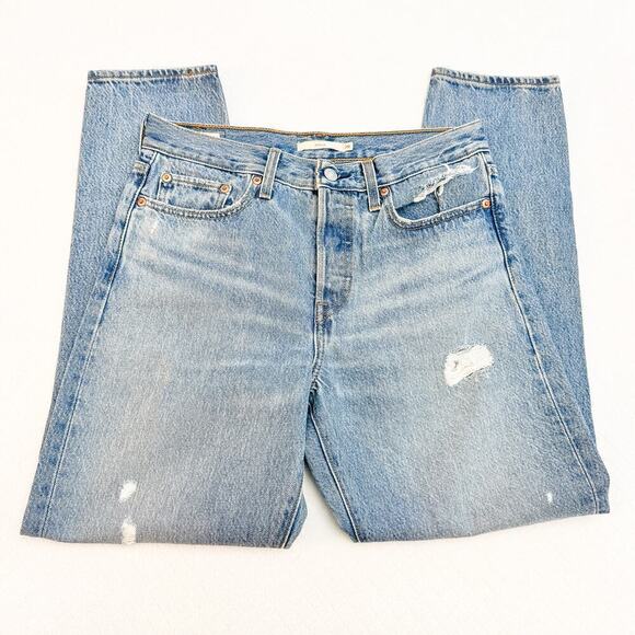 Levi's Wedgie Ripped Button Fly Light/Med Wash Denim Jeans SZ28 - Picture 4 of 8